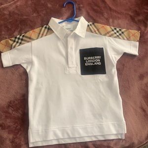 Burberry polo shirt. Size 6 ,color white, cotton
